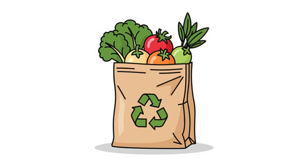 A brown paper bag filled with fresh, colorful vegetables, promoting healthy eating and eco-friendly practices.