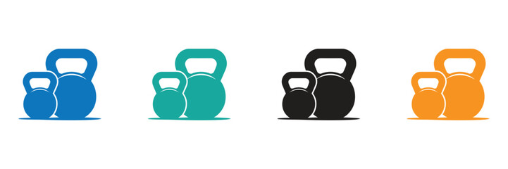 Kettle bell icons. Weight icons. Set of different kettle bells. Kettle bell,Colorful kettle bell weights for fitness goals and strength training motivation graphic for exercise enthusiasts,