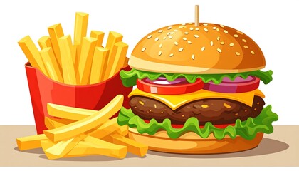Cartoon burger and fries