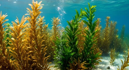 Underwater Seagrass Meadow Bubbles.