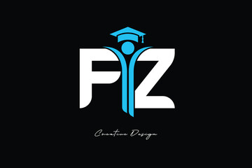 FZ Creative Education monogram Logo Design Academic Graduation Symbol with Student Icon for Learning, Training & Professional Branding