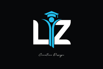 LZ Creative Education monogram Logo Design Academic Graduation Symbol with Student Icon for Learning, Training & Professional Branding