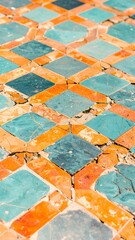 Colorful tile mosaic floor pattern