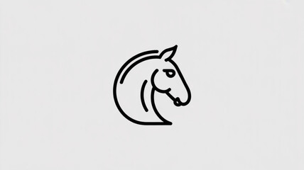 Horse head line icon, representing equestrian sport, animal symbol, or zodiac sign
