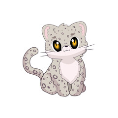 Sitting Snow Leopard Cartoon