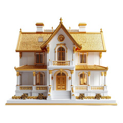  Gold trimmed white house model