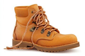 Detailed illustration of a tan leather hiking boot.