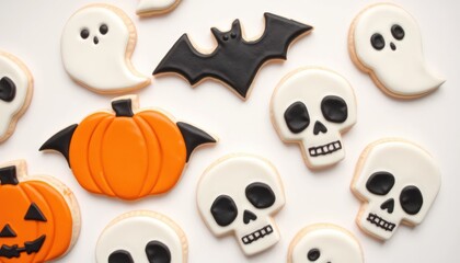 Obraz premium Halloween themed decorated cookies with spooky designs
