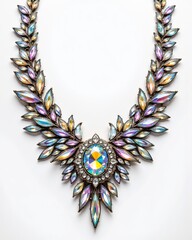 Elegant Statement Necklace with Colorful Gemstones and Sparkling Design