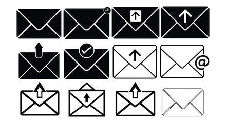 Email Envelope Icon set. mail icon, email icon vector. E-mail icon. Envelope illustration.