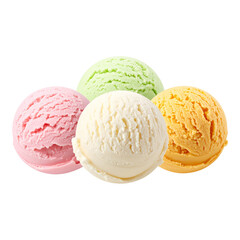  Set of four various ice cream balls or scoops 