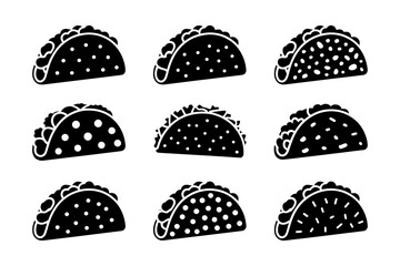 delicious taco mexican food silhouette