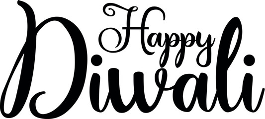 Bold calligraphy reads Happy Diwali in elegant black lettering over a transparent background