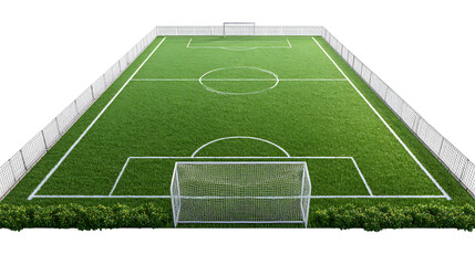 Aerial view of a soccer field isolated on transparent background, perfect for a match