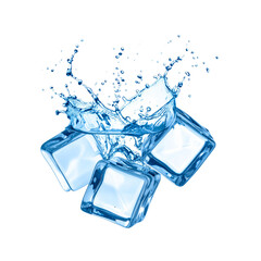  Sparkling Ice Cubes Splash: High-Res PNG Mockup for Design