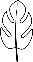 Botanical Tropical Leaf outline hand drawn