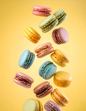 Colorful macarons in mid-air (3)
