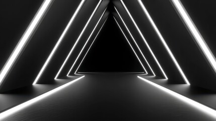 Minimalist pitch black desktop wallpaper with glowing geometric lines, 