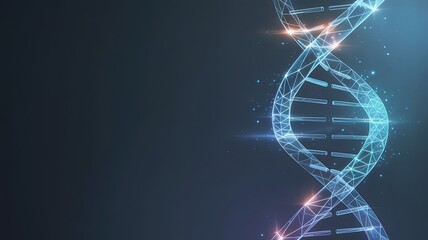 Abstract 3d dna helix structure glowing blue futuristic digital genetic code science background