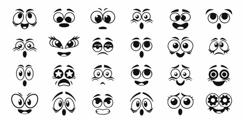 Collection of diverse cartoon faces and expressions for animation and design projects