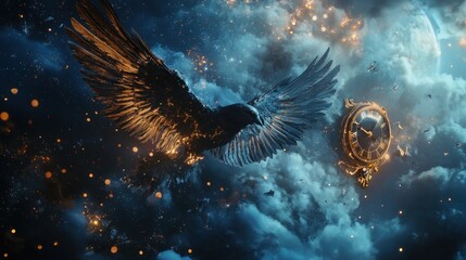 Cosmic Birds of Prey - Celestial Dance of Light and Shadow.