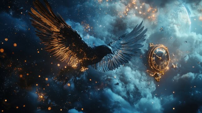 Cosmic Birds of Prey - Celestial Dance of Light and Shadow.