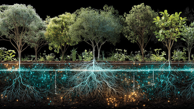 A diagram showing how regenerative agriculture and healthy soil sequester carbon to fight climate change.