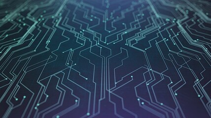 Fototapeta premium Abstract digital circuit board pattern with futuristic glowing blue and purple hues