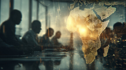 Conceptual representation of Africa merging with innovation and technology