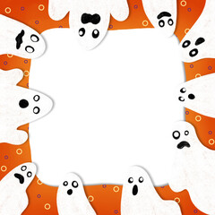 Cute Ghosts Around Halloween Frame Background 