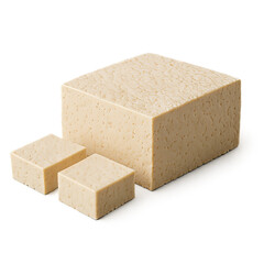 Assorted Tofu Blocks on White Background