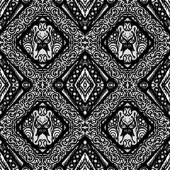 gothic damask abstract seamless pattern monochrome wallpaper background 
