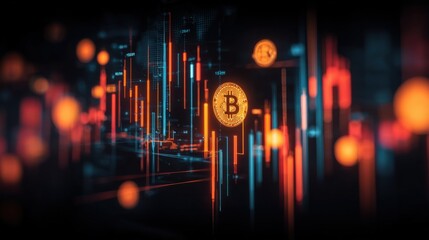 Digital Currency Market Analysis: Conceptual Visualization of Financial Investments and Cryptocurrency Trading Platforms in the Economy