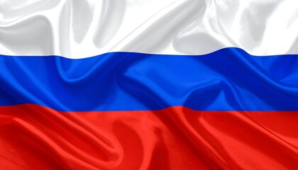 Fototapeta premium Russian flag with white, blue, and red stripes on folded fabric