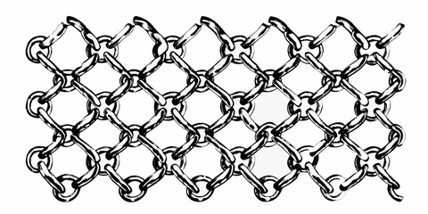 Fototapeta premium Abstract black and white illustration of a woven chain link fence pattern