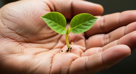 Seedling in Hands with New Life, and Growth.