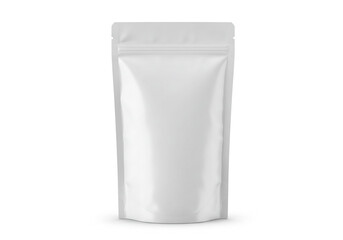 Clean white stand-up pouch perfect for product packaging mockups and branding