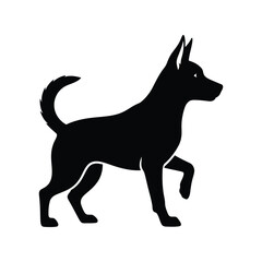 Silhouette of a dog walking with a raised paw isolated on vector