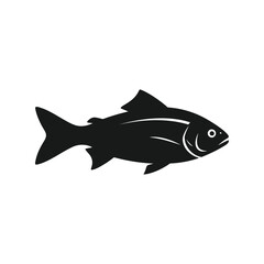 Simple black silhouette of a freshwater fish side view vector art vector