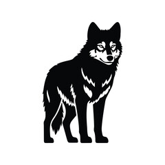 Majestic standing wolf silhouette vector art wild animal icon graphic vector