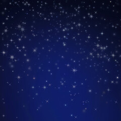 Stunning night sky illustration with sparkling stars and shimmering effects over a dark blue gradient