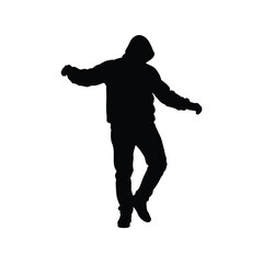 Silhouette of a person dancing energetically isolated on vector