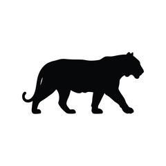 Silhouette of a powerful tiger walking side view majestic wild animal vector