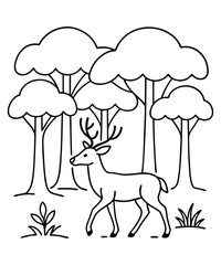 Vector illustration of dear isolated on white background. For kids coloring book.