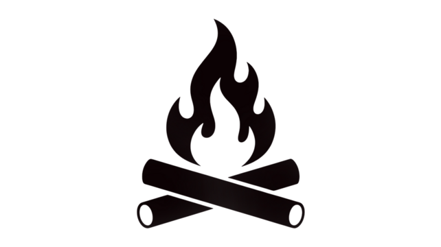 Cozy campfire illustration for outdoor adventures, camping trips, and warm summer nights