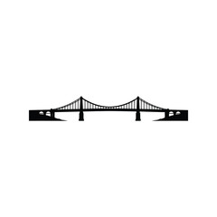 Modern suspension bridge silhouette iconic landmark transportation infrastructure engineering structure vector