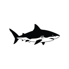 Silhouette of a majestic shark in motion ocean predator aquatic wildlife vector