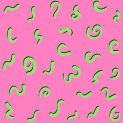 Abstract playful wavy curve or twist seamless pattern, modern geometric background