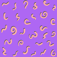Abstract playful wavy curve or twist seamless pattern, modern geometric background