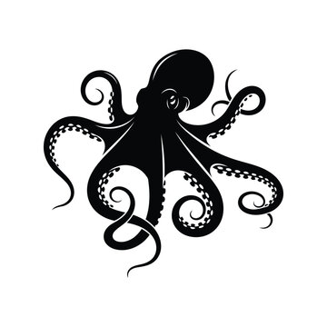 Silhouette octopus illustration marine life ocean creature silhouette vector graphic vector